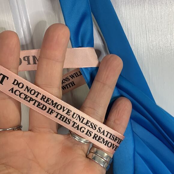 Style of CB V-neck Blue Sleeveless Side Split Ruched Midi Dress NEW W-675 Sz M - Picture 8 of 14